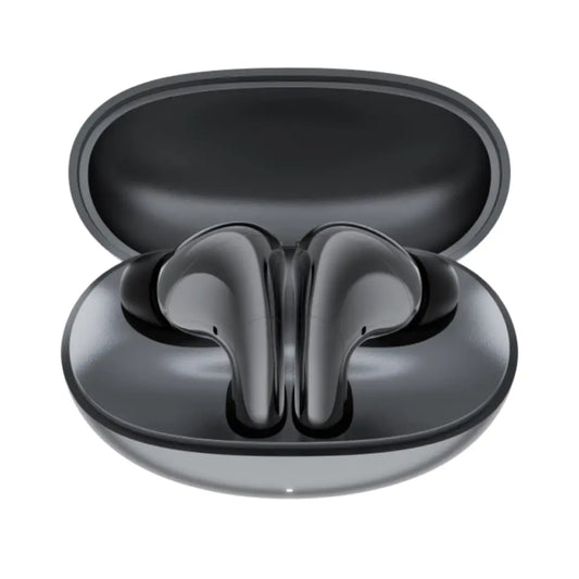 Auriculares HONOR negros en estuche de carga, vista superior