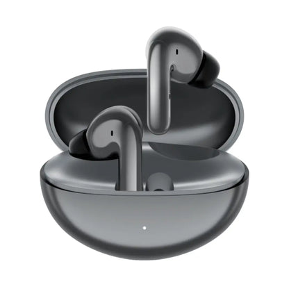 Auriculares HONOR en gris con estuche de carga elegante, vista frontal