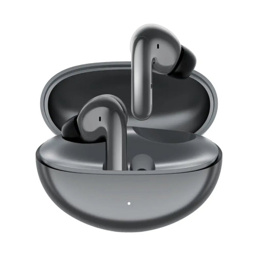 Auriculares HONOR en gris con estuche de carga elegante, vista frontal