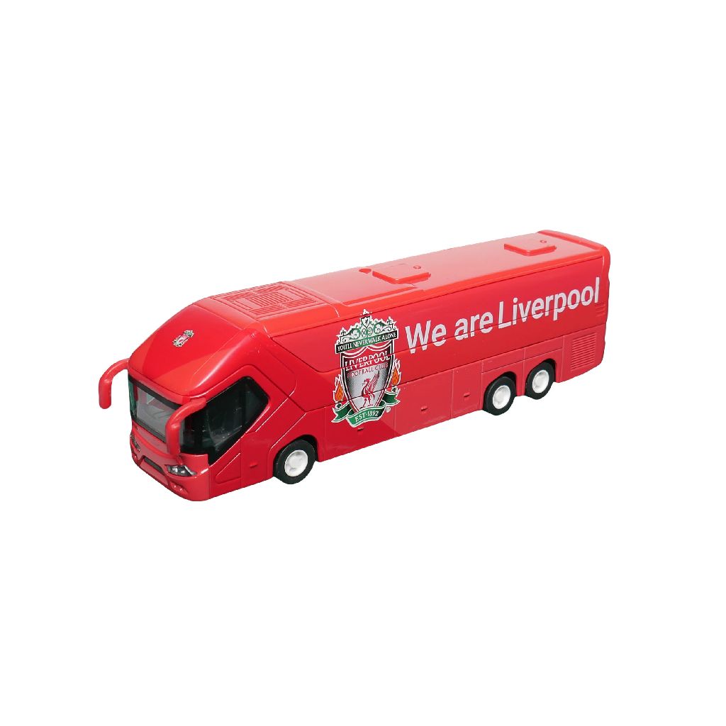 autobús de juguete rojo Liverpool, vista lateral, colección de aficionados