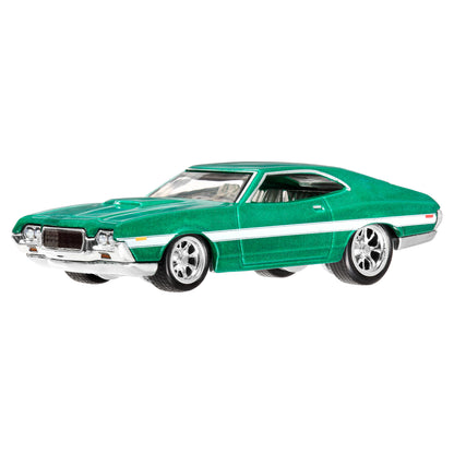 Hot Wheels coche verde modelo clásico, vista lateral, juguete de colección