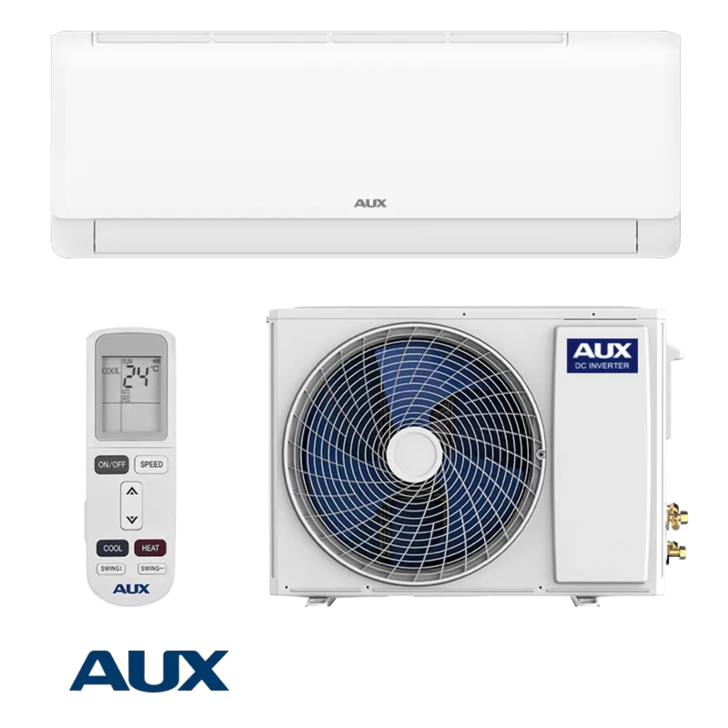 Aire acondicionado AUX blanco con control remoto y unidad exterior