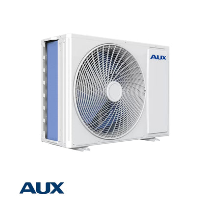 aire acondicionado AUX blanco, vista lateral, ideal para climatización
