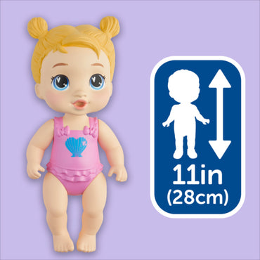 Muñeca BABY ALIVE la sirena, traje de baño rosa, vista frontal, juguete infantil