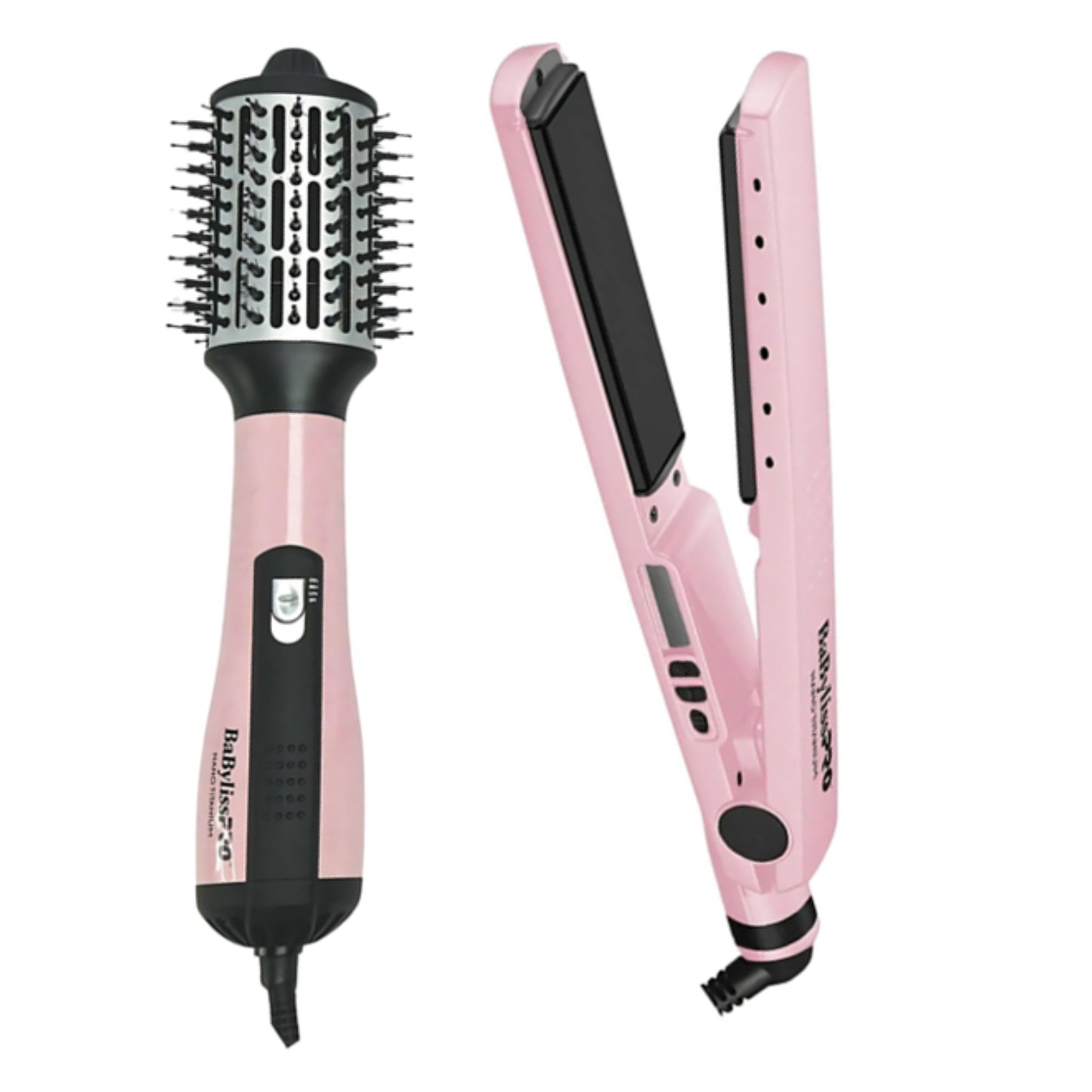 Combo plancha y cepillo alisador Miami Pink de BABYLISS PRO para alisar y dar volumen al cabello
