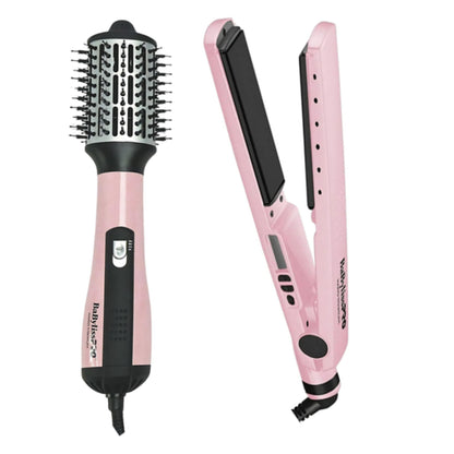 Combo plancha y cepillo alisador Miami Pink de BABYLISS PRO para alisar y dar volumen al cabello