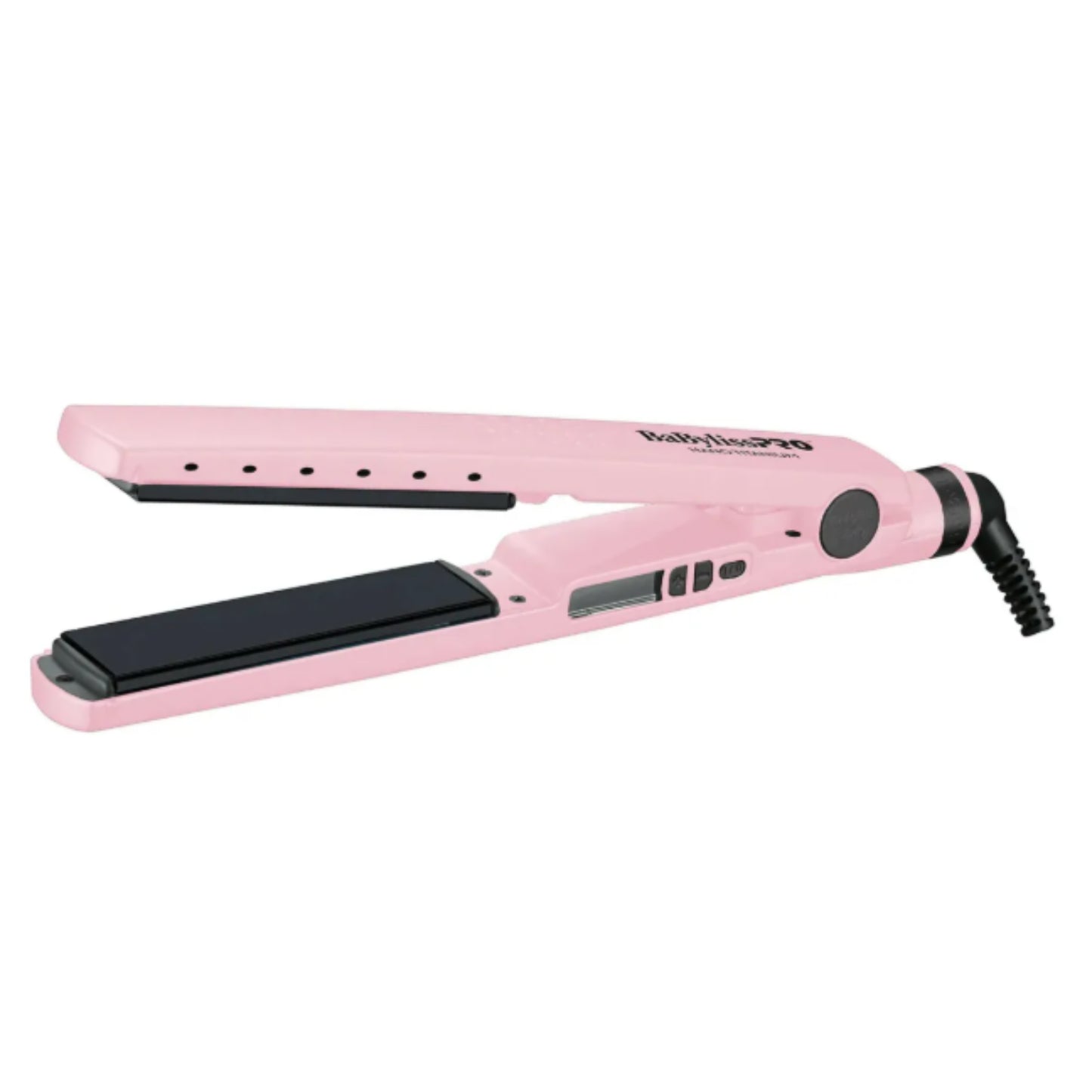 plancha de cabello nano titanium BABYLISS PRO LL0103 rosa con placas lisas y cable giratorio