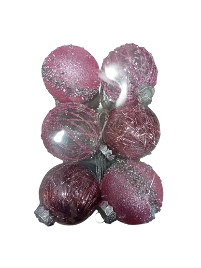 NAV. SET OF 6 PINK BALLS 8CM