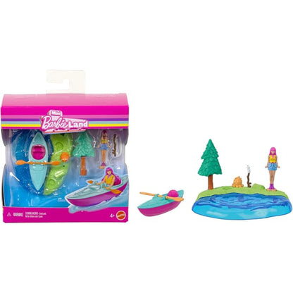Casa de muñeca Barbie: set de kayak con muñeca y accesorios en colores brillantes
