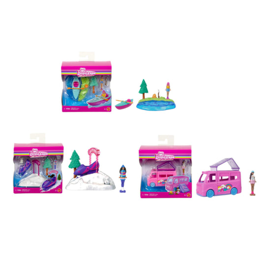 juguetes de casa de muñeca Barbie, sets de actividades al aire libre en colores vivos