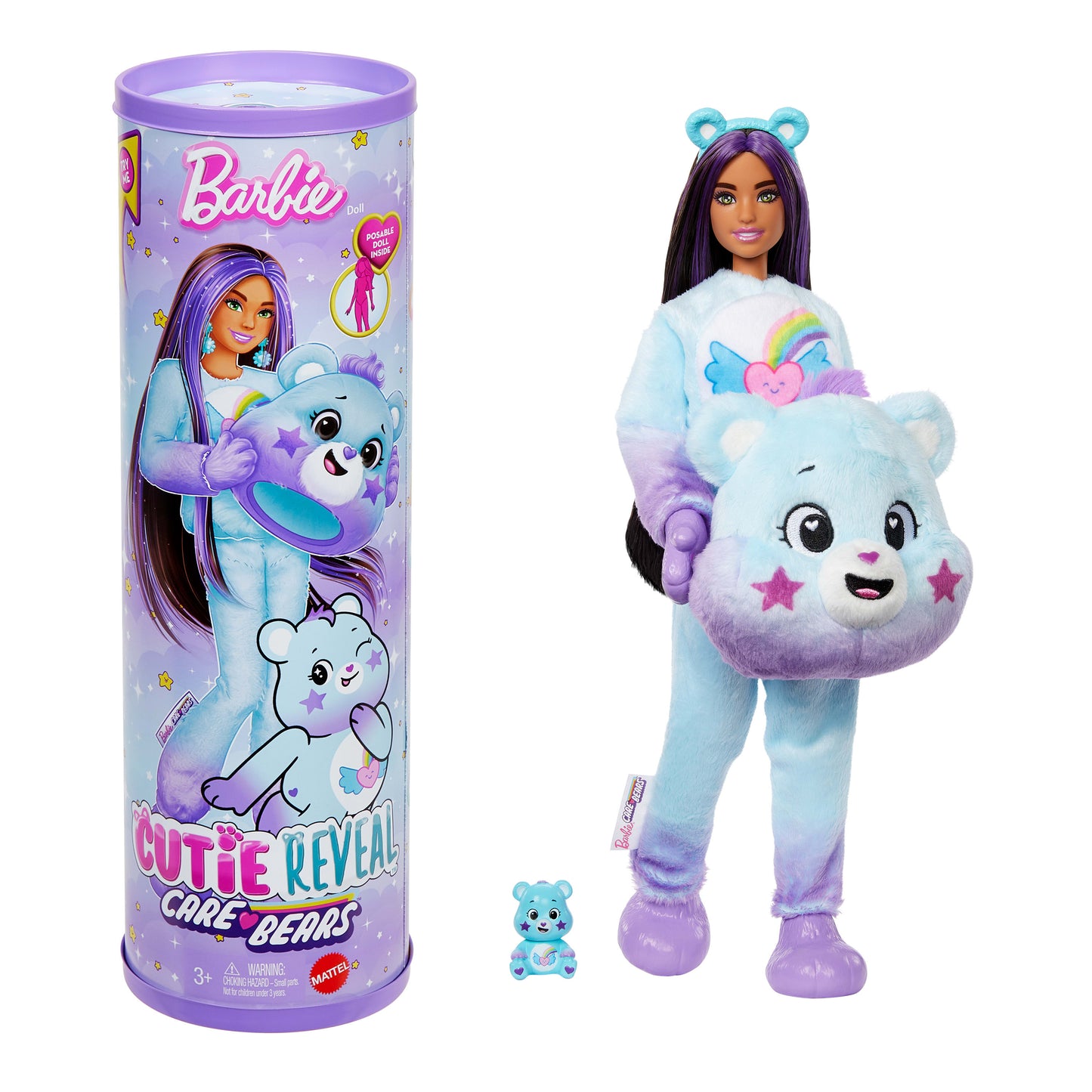 Muñeca Barbie Cutie Reveal con pijama azul y osito, en caja de presentación
