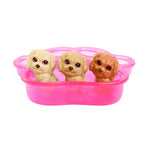 Figuras de cachorros Barbie en cajita rosa, juego de mascotas para niños
