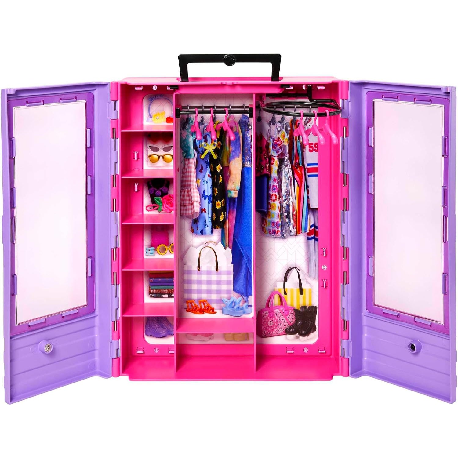 armario rosa Barbie con ropa y accesorios para muñeca Barbie
