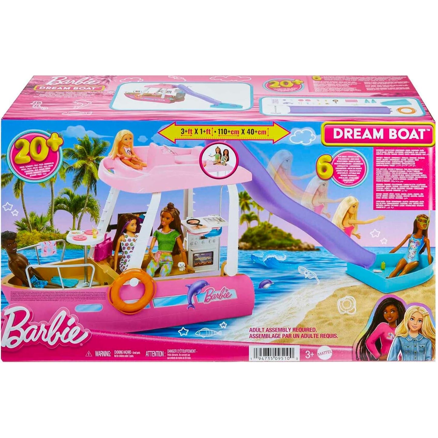 Barbie muñeca Dream Boat con resbaladilla y accesorios en playa