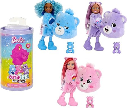 Barbie muñeca en varios colores con ositos de peluche en el empaque divertido