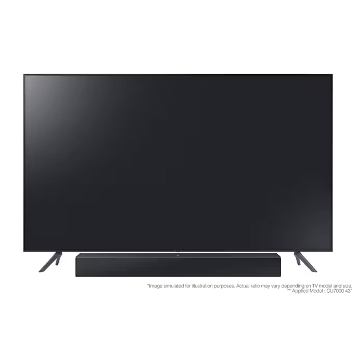 Televisor Samsung con barra de sonido 20w dolby en diseño elegante y soporte delgado