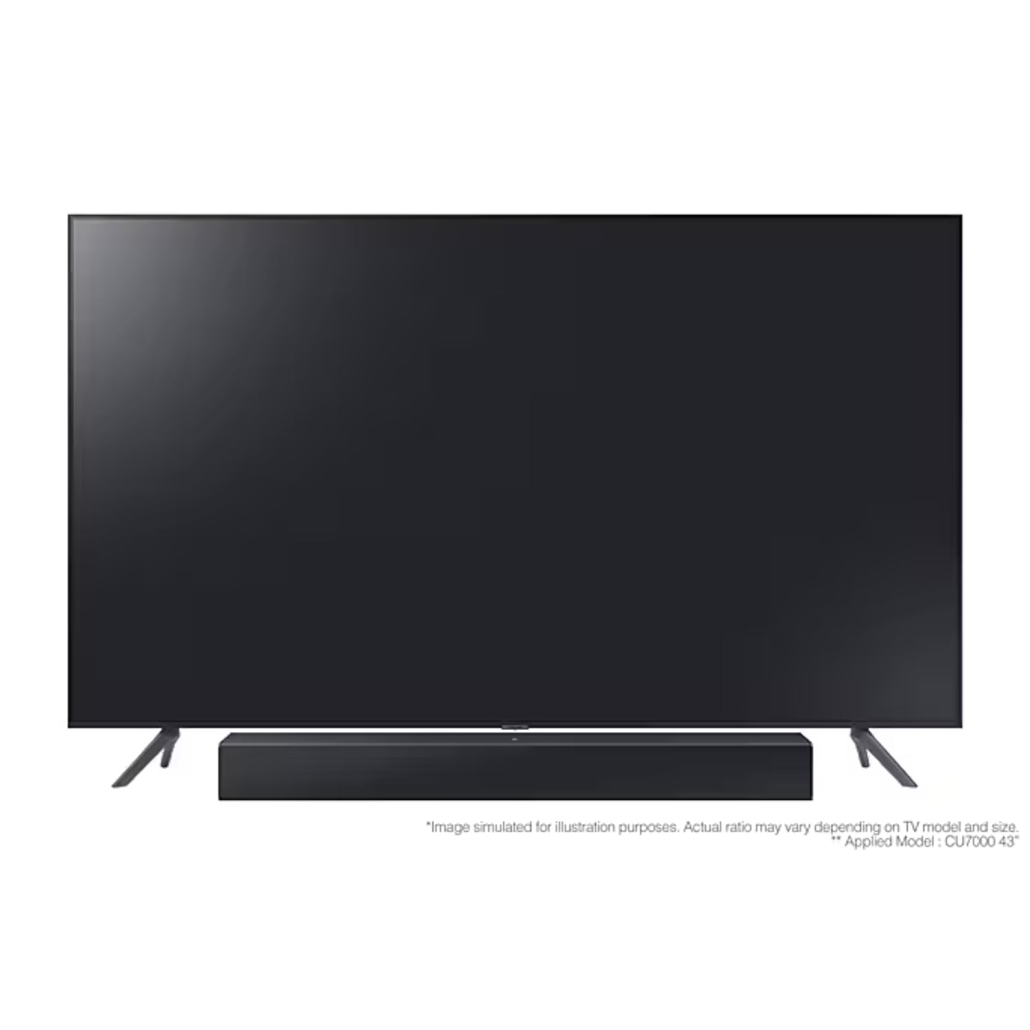 Televisor Samsung con barra de sonido 20w dolby en diseño elegante y soporte delgado