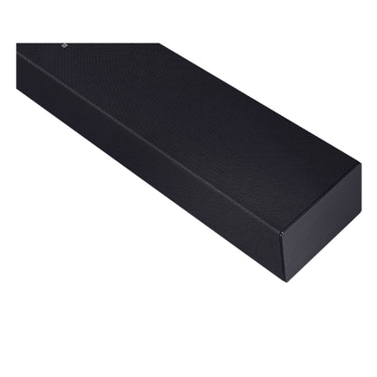 barra de sonido negra, caja de presentación, vista lateral