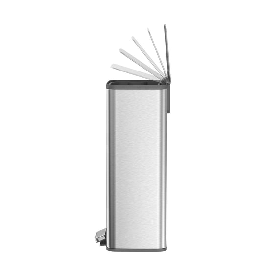 Cubo de basura EKO LL02 de acero inoxidable con tapa abatible y pedal para apertura manos libres