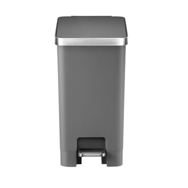 Basurero de pedal 10 litros color gris oscuro con tapa rectangular y borde metálico de EKO