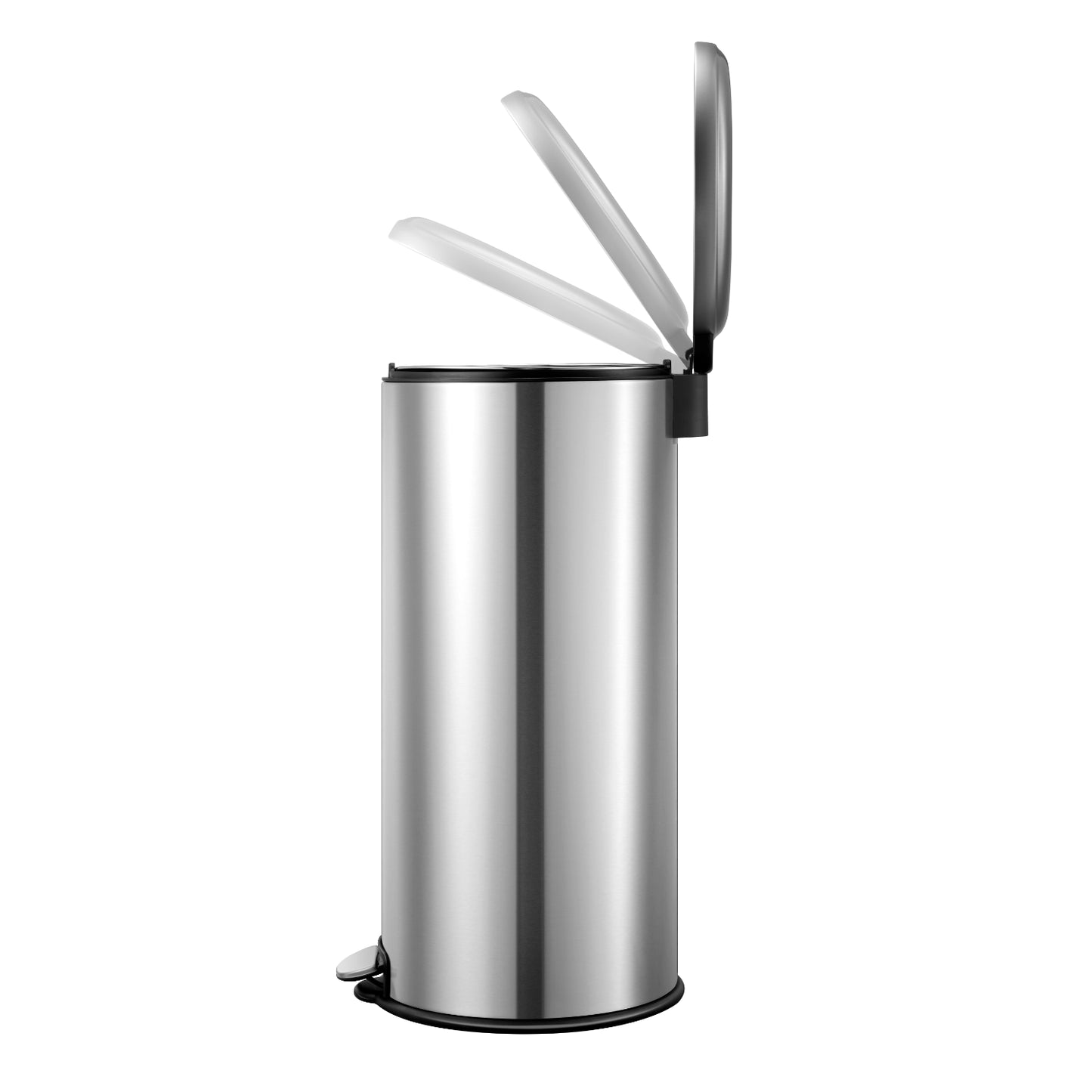 Basurero metálico 30L EKO modelo LL02 con tapa abatible y pedal para uso práctico