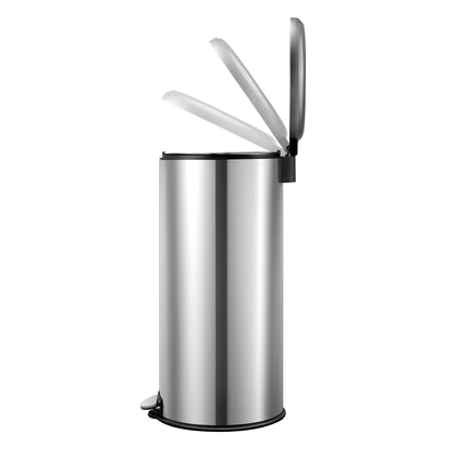 Basurero metálico 30L EKO modelo LL02 con tapa abatible y pedal para uso práctico