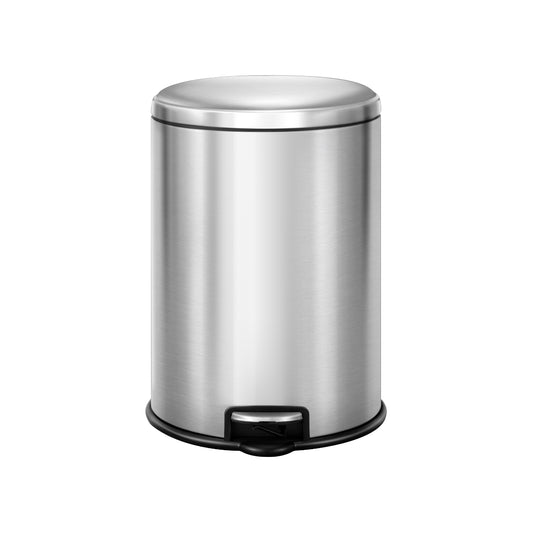 Basurero metálico con pedal de acero inoxidable marca EKO modelo LL02 para uso doméstico