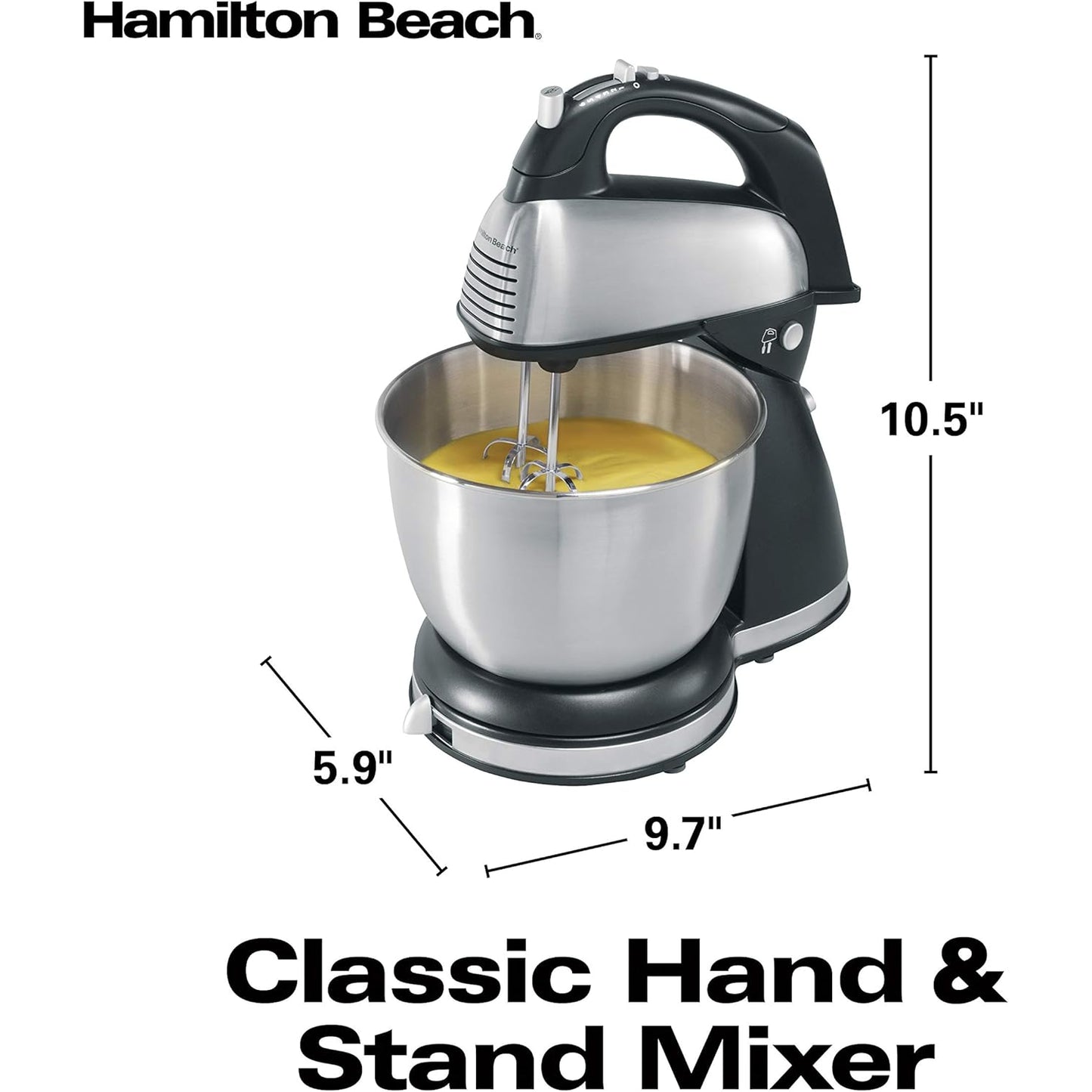 Batidora de pedestal acero inoxidable Hamilton Beach con tazón grande y diseño clásico