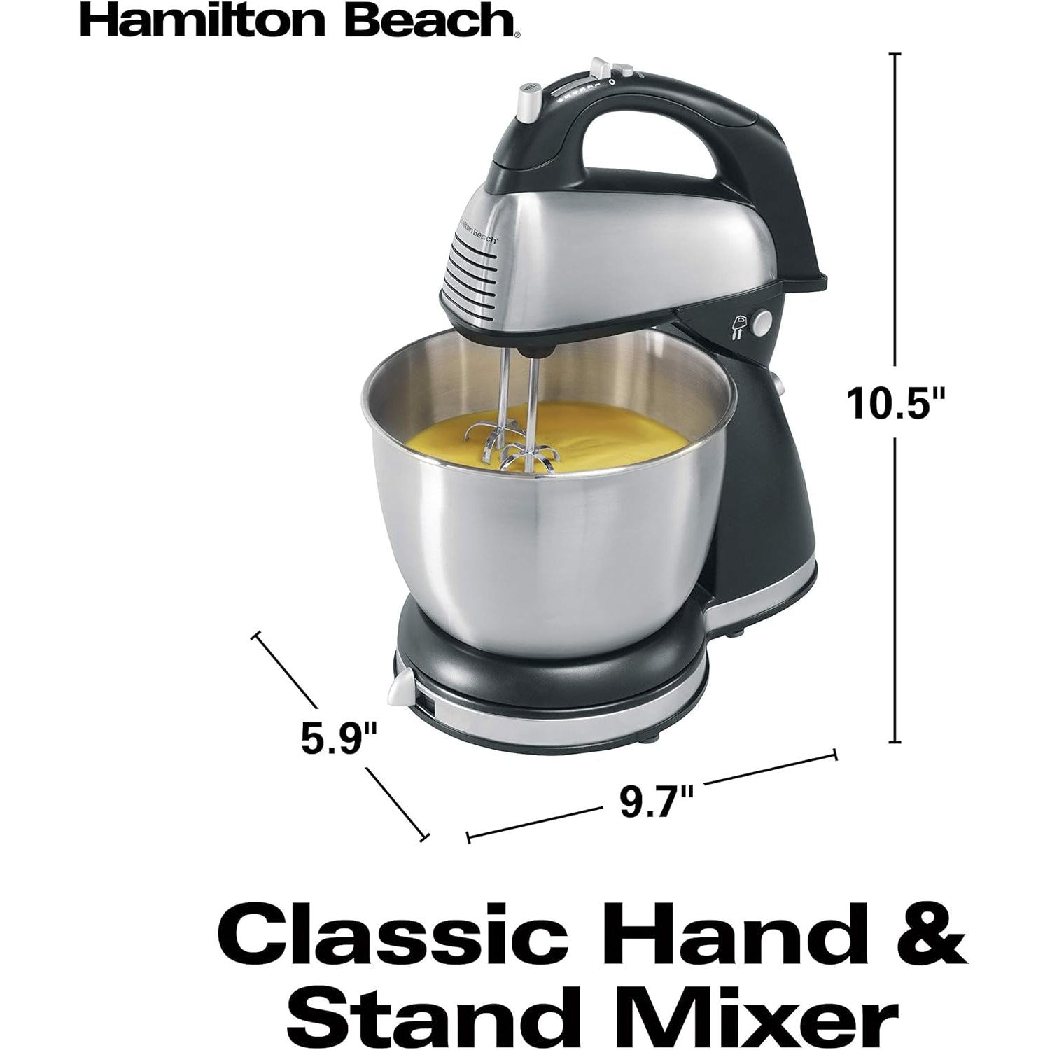 Batidora de pedestal acero inoxidable Hamilton Beach con tazón grande y diseño clásico