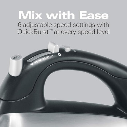 Control de velocidad de batidora de pedestal acero inoxidable HAMILTON BEACH con 6 ajustes para mezclar fácilmente