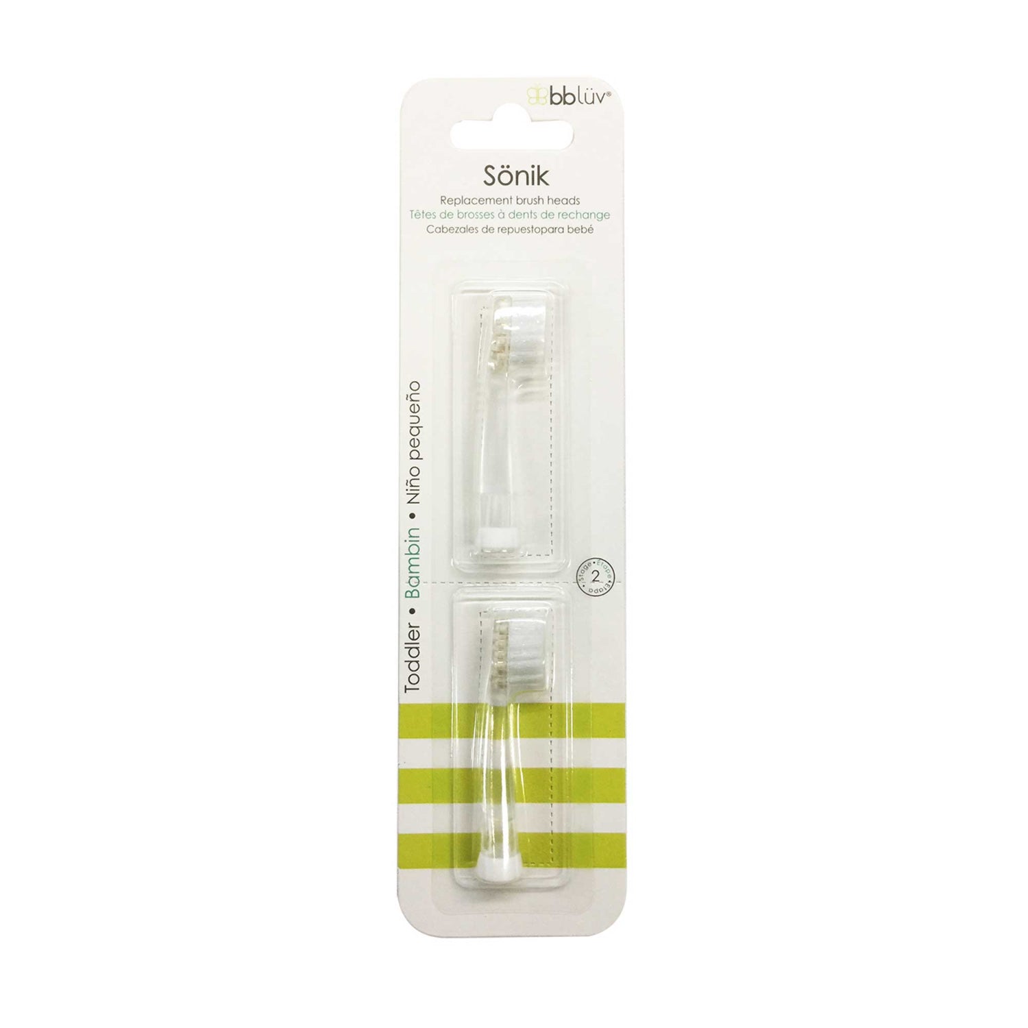 Cepillo de repuesto BBLUV Sönik, color blanco, frente en empaque
