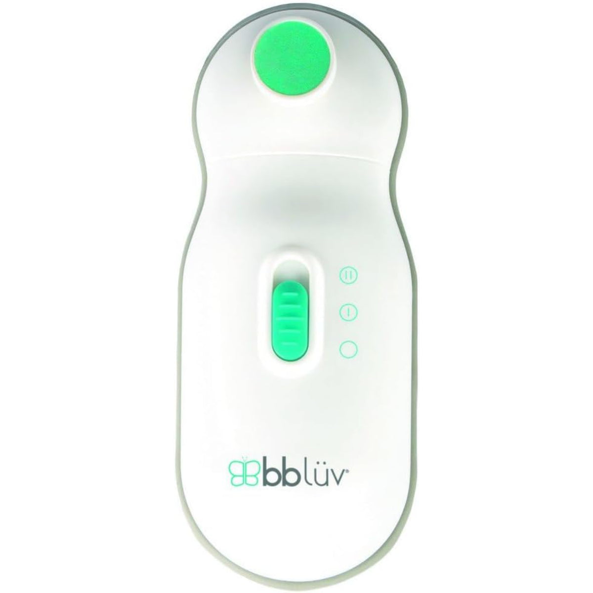 Limador BBLUV blanco y verde, vista frontal y diseño ergonómico para uso en casa.