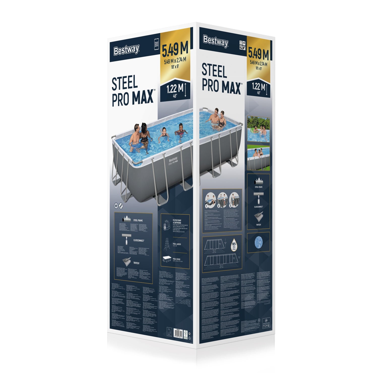 Caja de piscina armable Bestway Steel Pro Max, ideal para comprar piscina armable para exterior