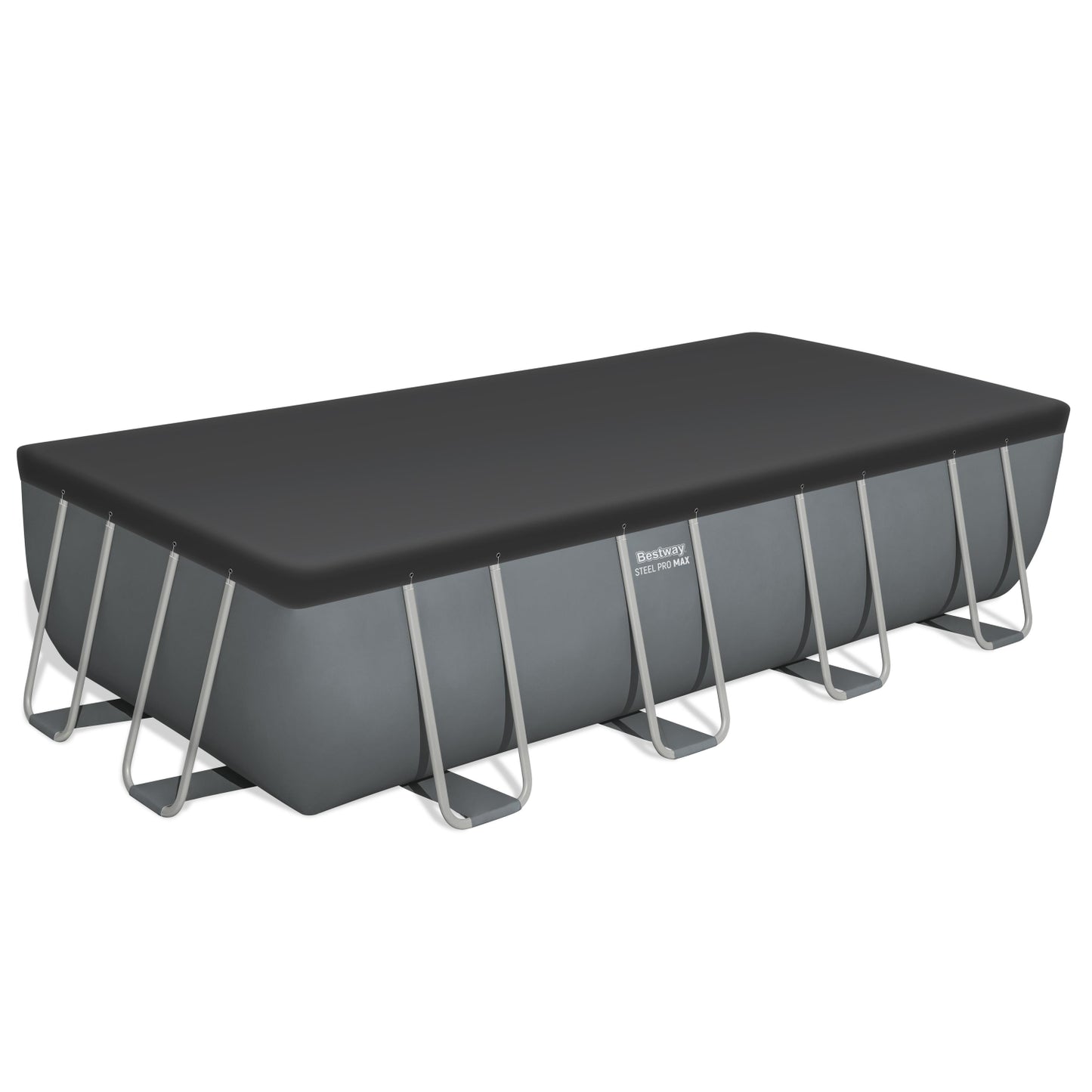 Piscina armable rectangular Bestway gris con estructura resistente para exteriores, ideal para verano
