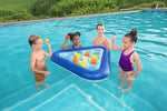 Juego de pong para piscina inflable en azul, ideal para diversión familiar
