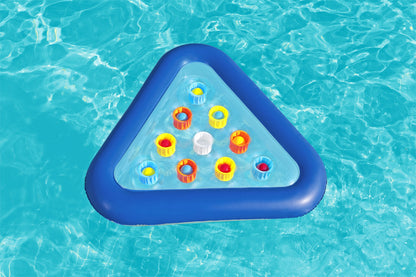 Juego de pong para piscina triangulo azul flotante en agua clara
