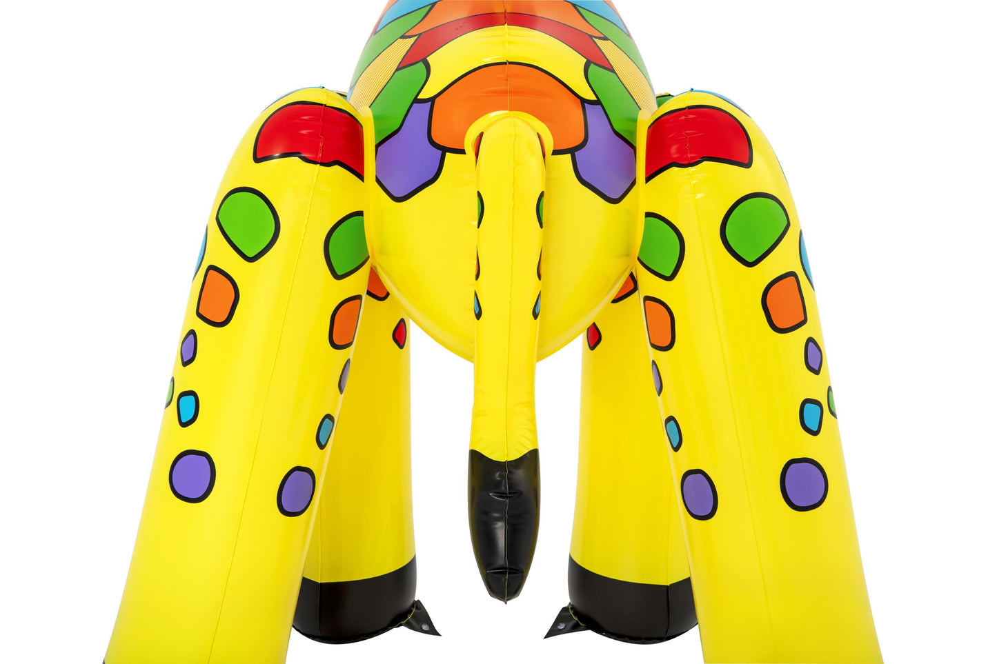 juguete acuático de jardín Bestway, inflable amarillo con manchas de colores, vista frontal