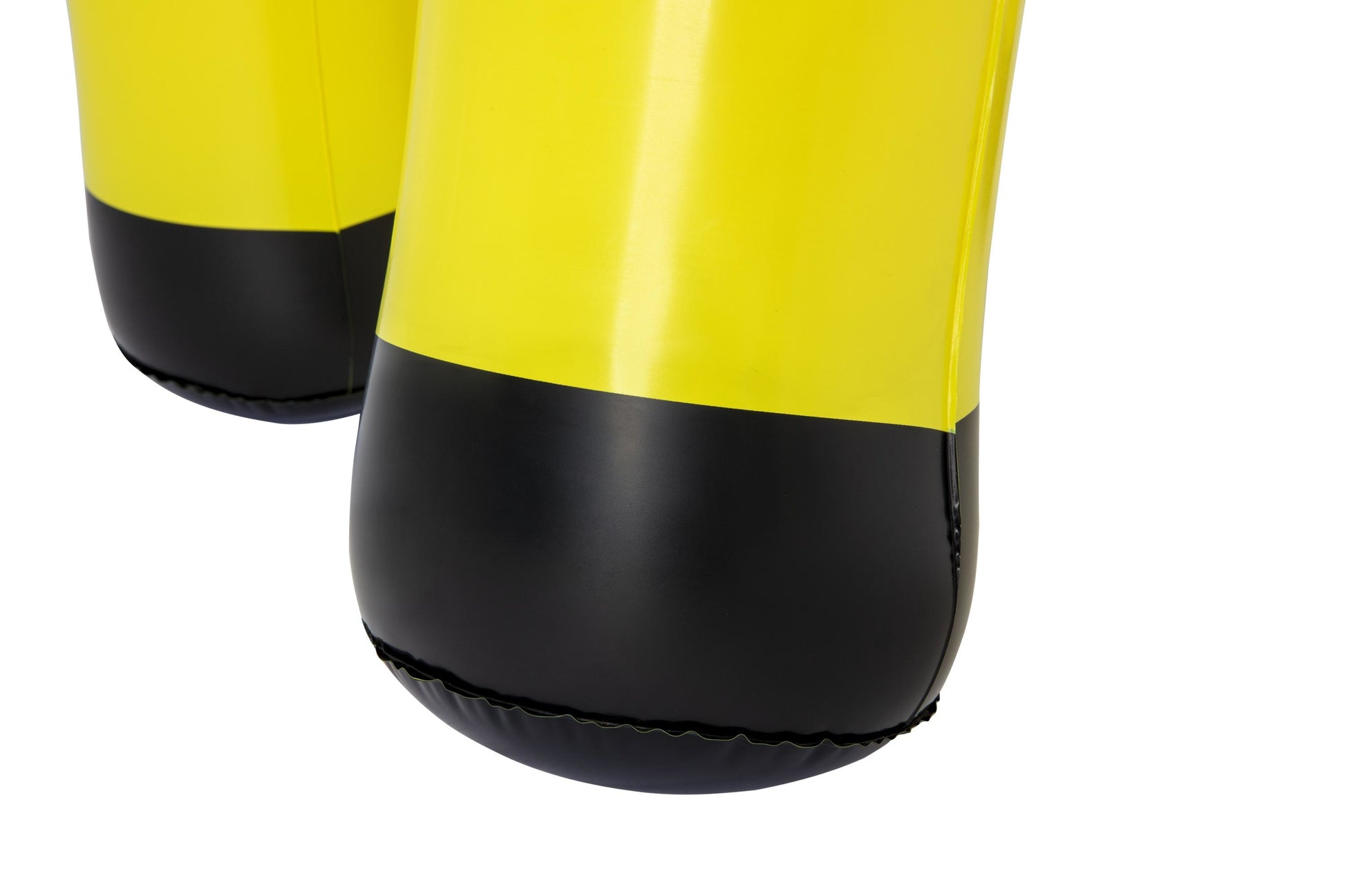 Juguete acuático de jardín Bestway amarillo y negro, vista cercana de los extremos