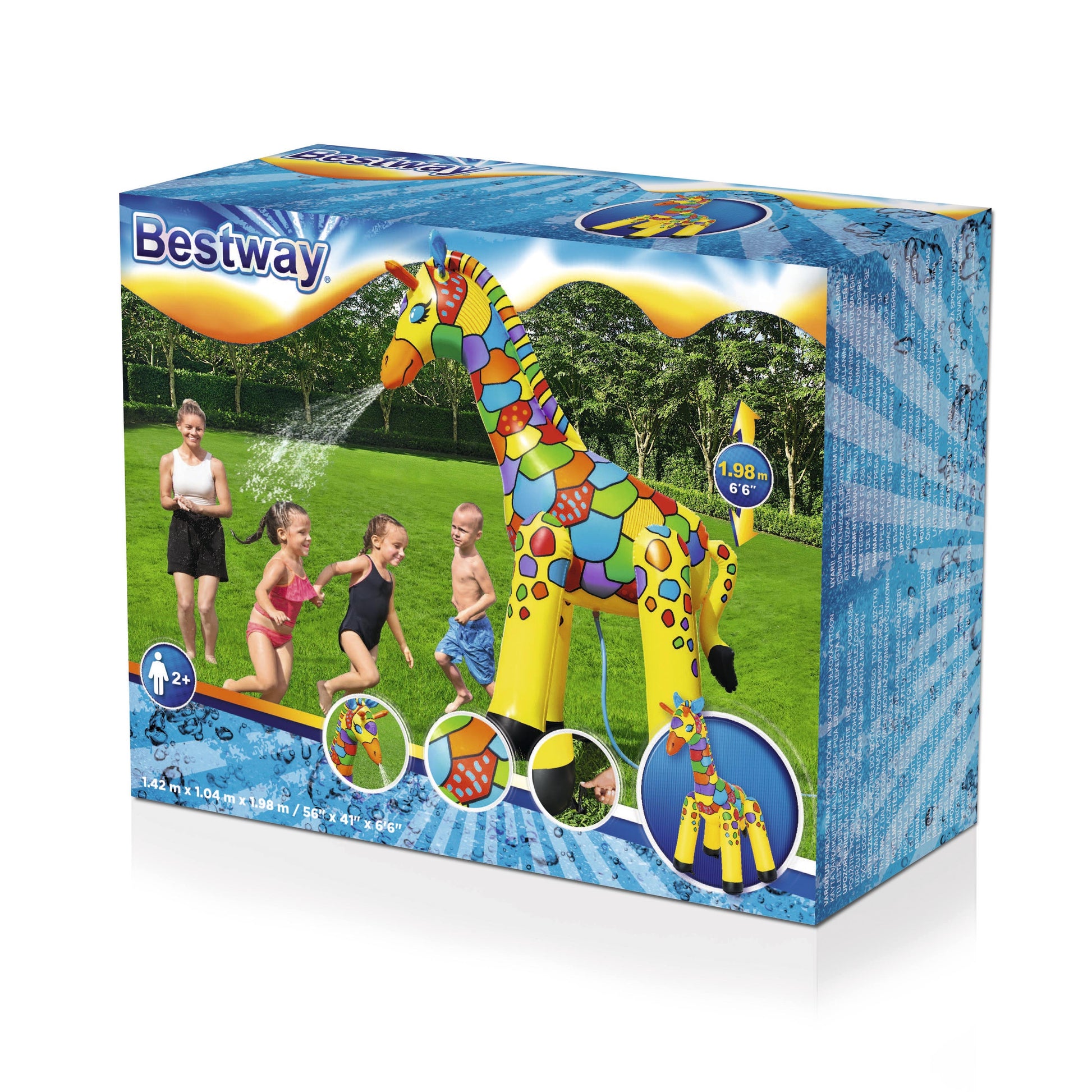Caja del juguete acuático de jardín Bestway, caballo inflable colorido, niños jugando en el agua