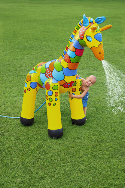 juguete acuático de jardín Bestway, jirafa inflable colorida, juego en el césped