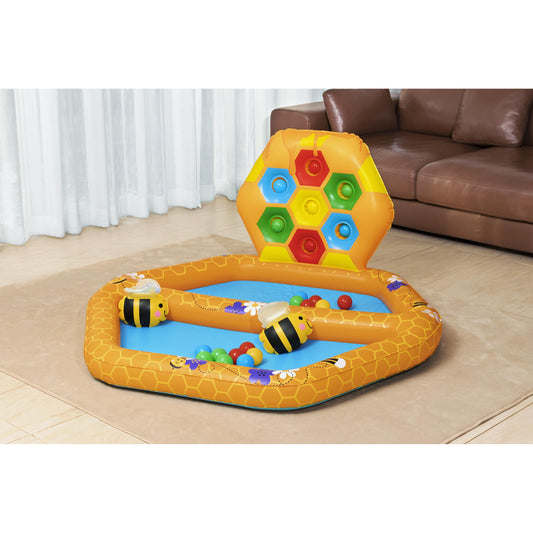 Piscina Bestway Beehive para niños, inflable con panel de abejas y pelotas de colores