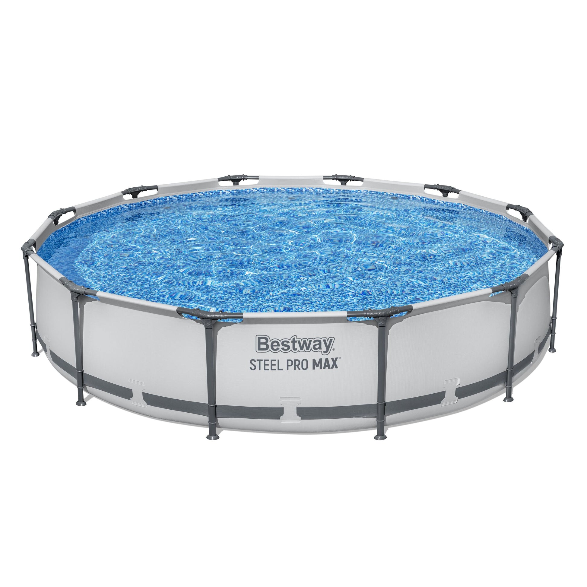 Piscina desmontable redonda 3.66x0.76 metros Bestway, vista lateral con agua clara