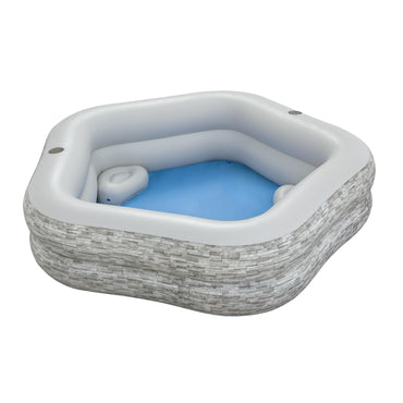 piscina inflable familiar Bestway gris vista frontal en jardín