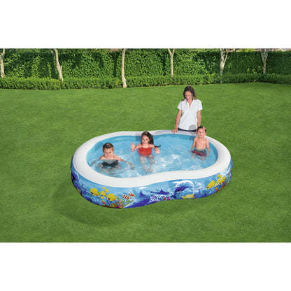 piscina inflable familiar Bestway, diseño divertido, uso en jardín