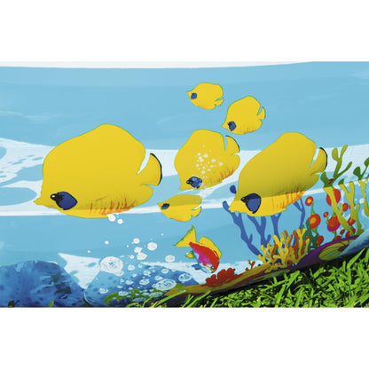 piscina inflable familiar Bestway con diseño de peces amarillos en el interior