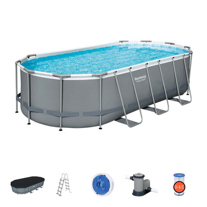 Piscina ovalada tubular grande BESTWAY con estructura resistente y escaleras de acceso incluidas