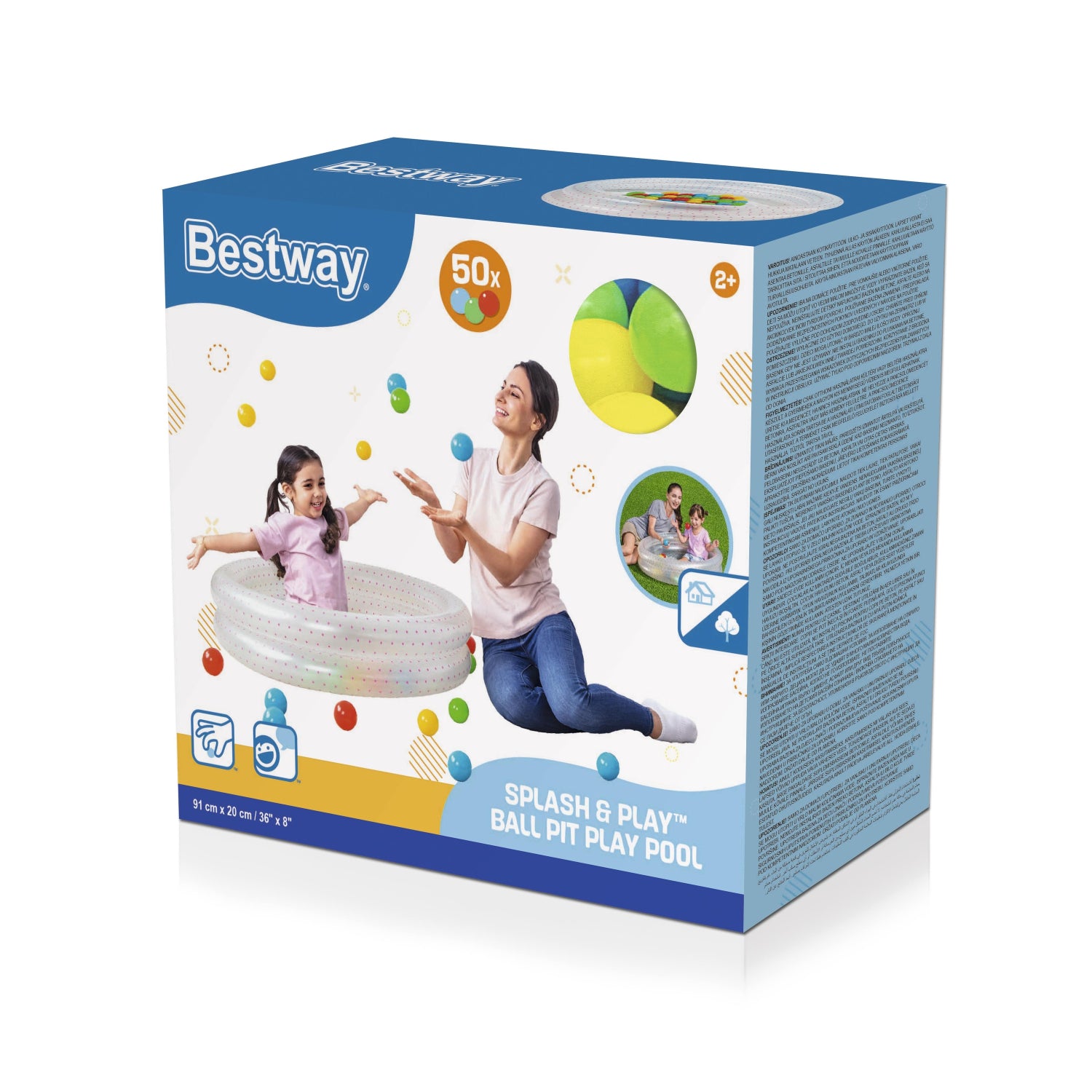 Piscina redonda de 3 niveles Bestway con divertidos pelotas de juego y vista familiar