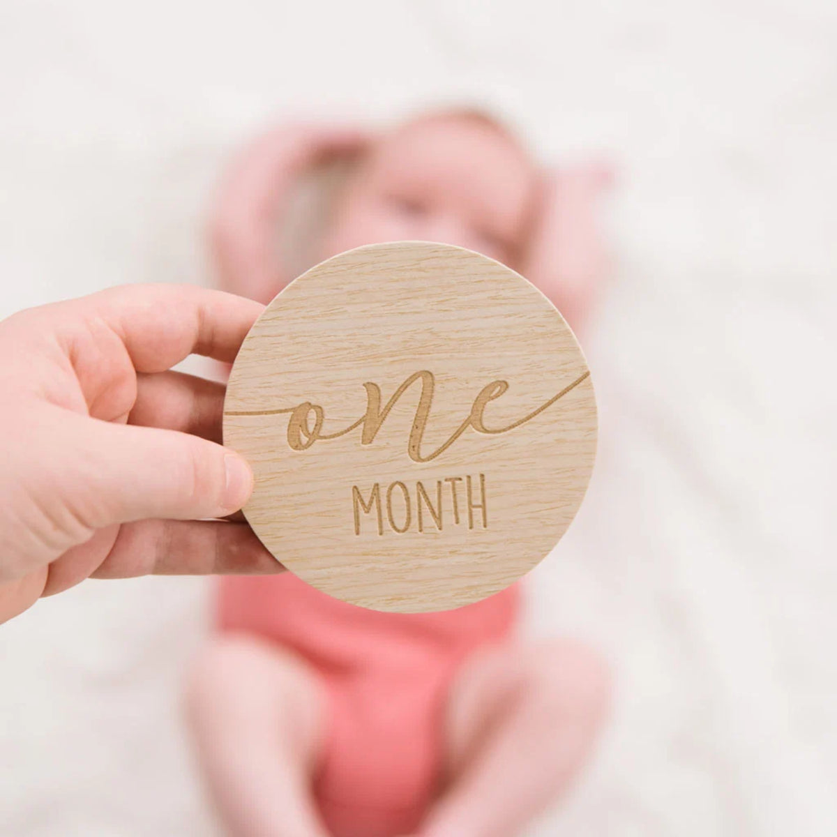 bloques de madera con grabado 'one month', decoración para fotos de bebé