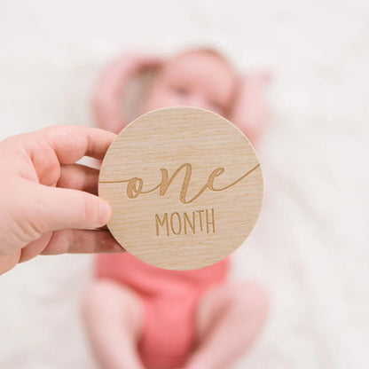 bloques de madera con grabado 'one month', decoración para fotos de bebé