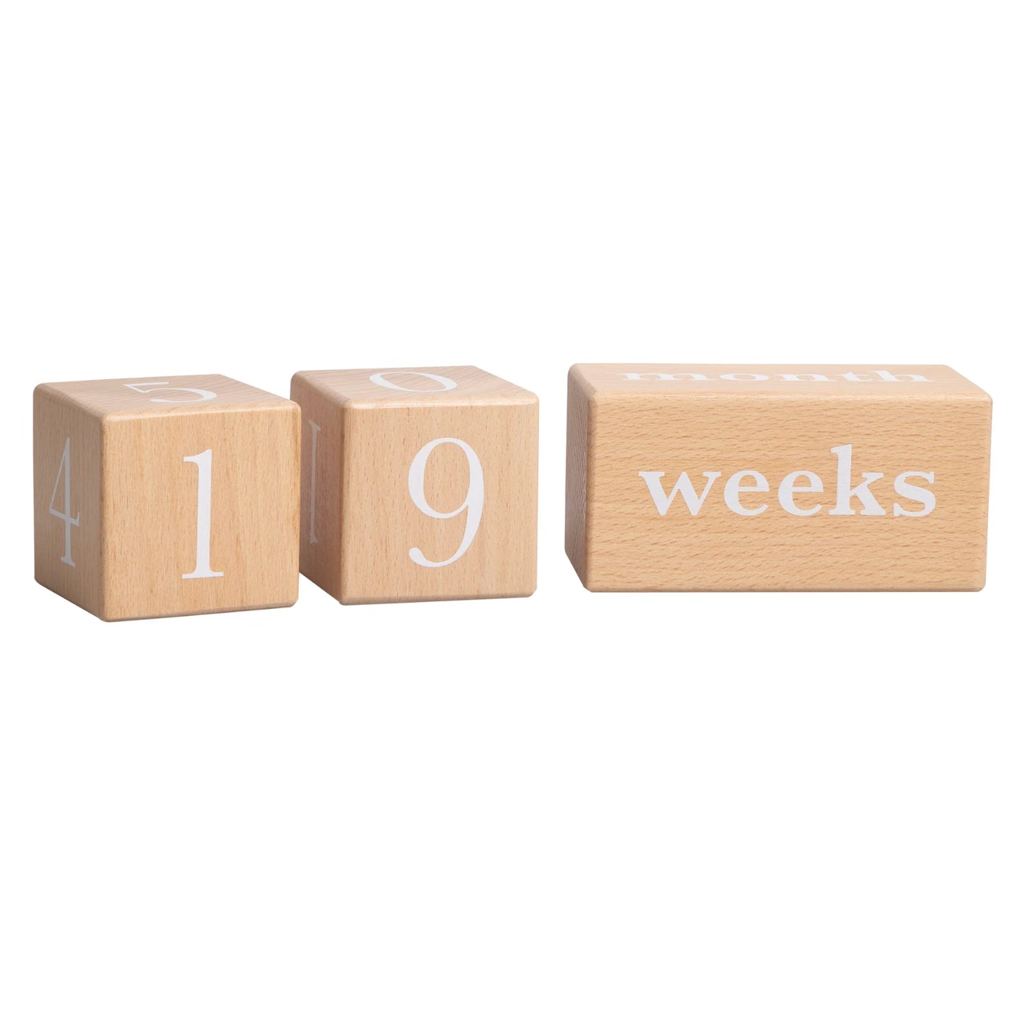 Bloques de madera con números y meses, ideales para fotos de bebés